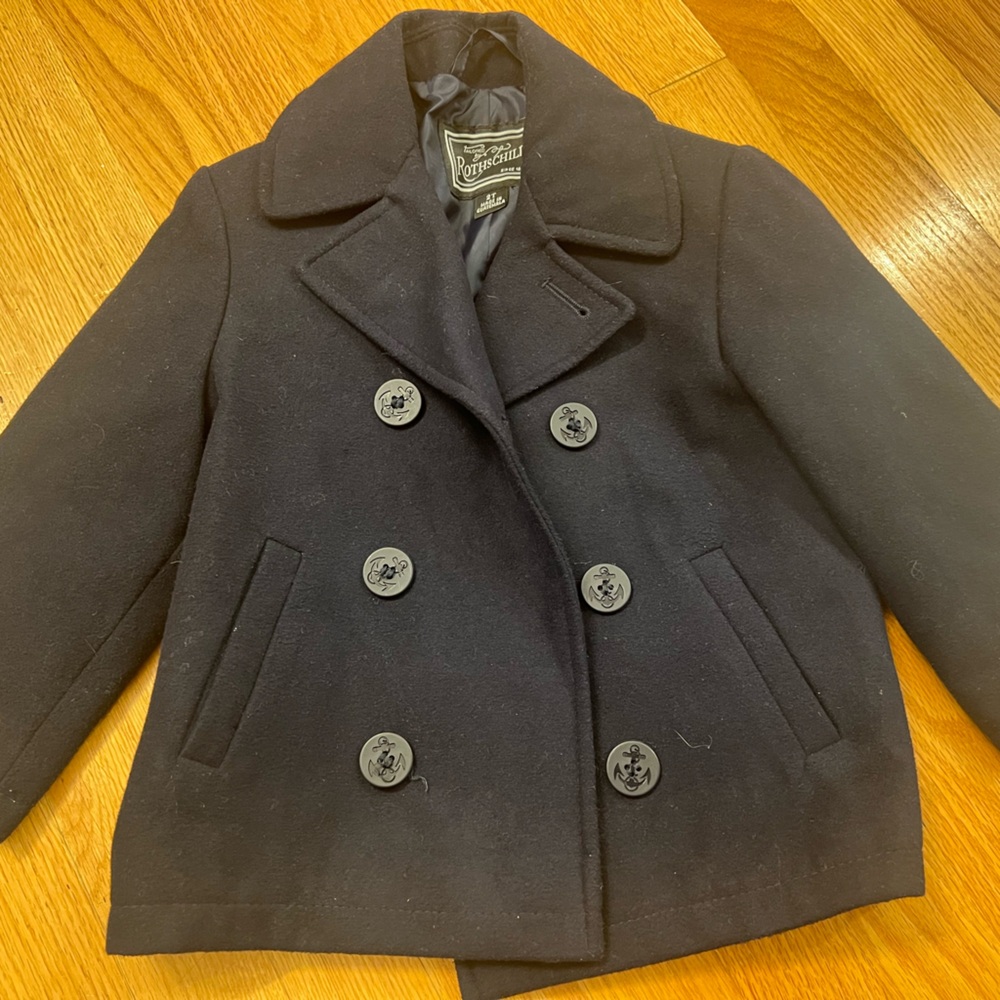 Rothschild Double Breasted Faux Wool Pea Coat jacket
